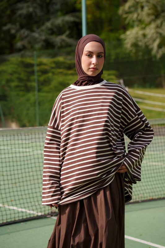 Oversized Cotton Long Sleeve – Gestreept