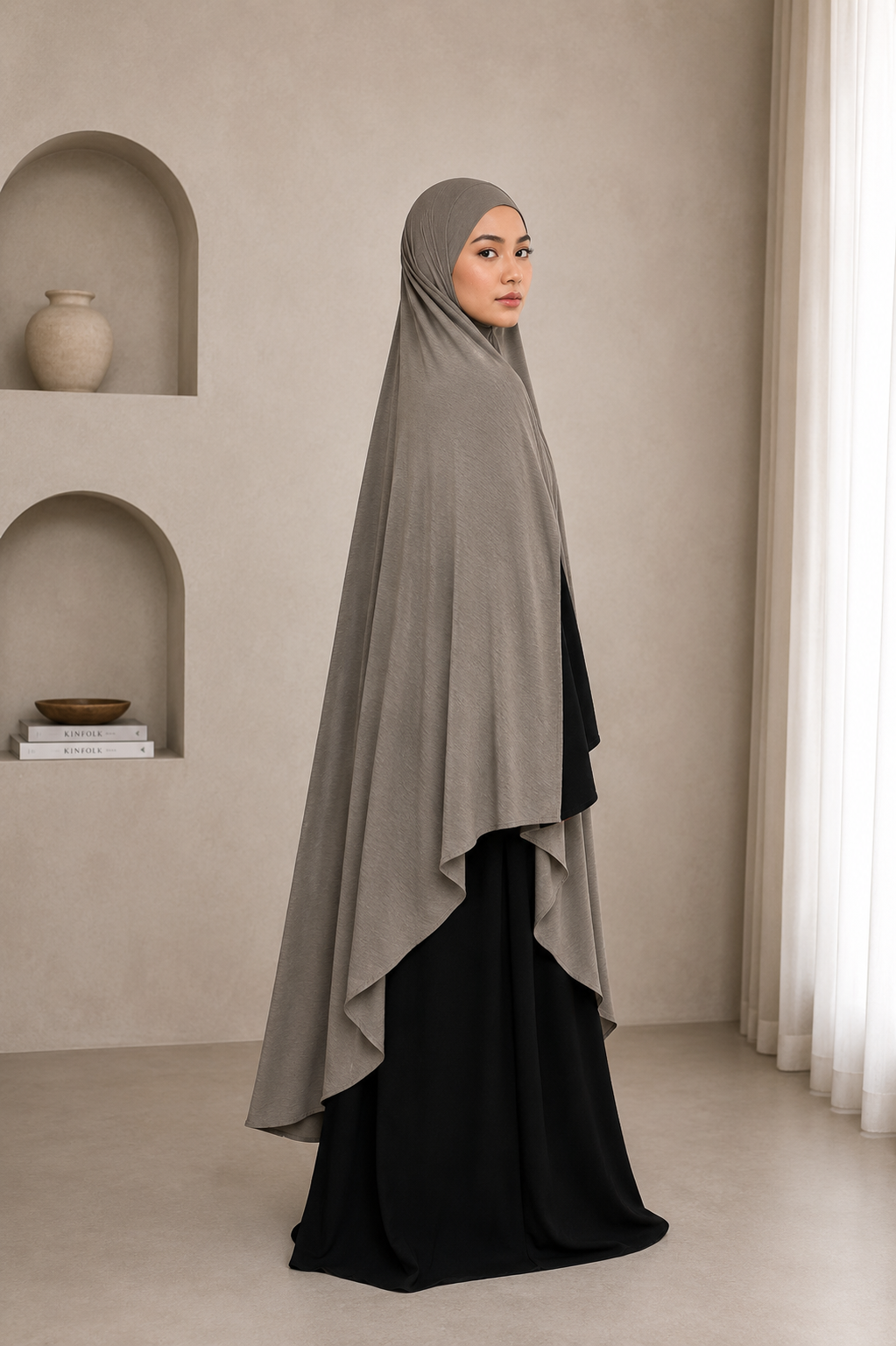 Jazz tieback khimaar long